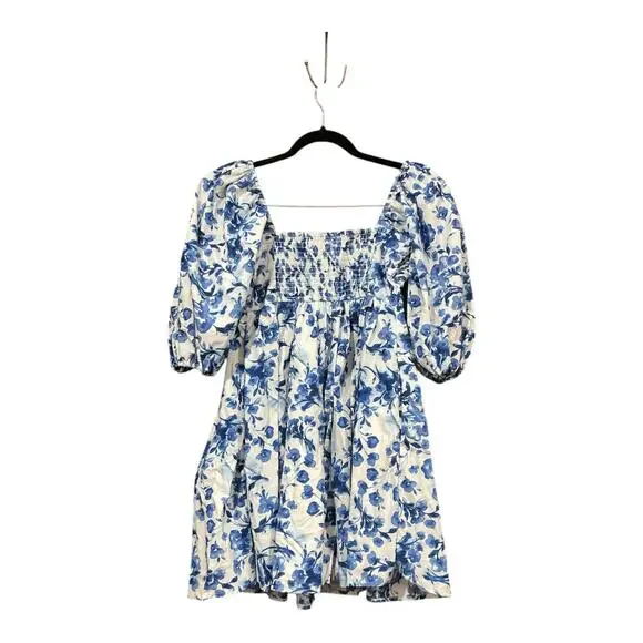 Abercrombie & Fitch Emerson Poplin Dress Small White Blue - Picture 3 of 3